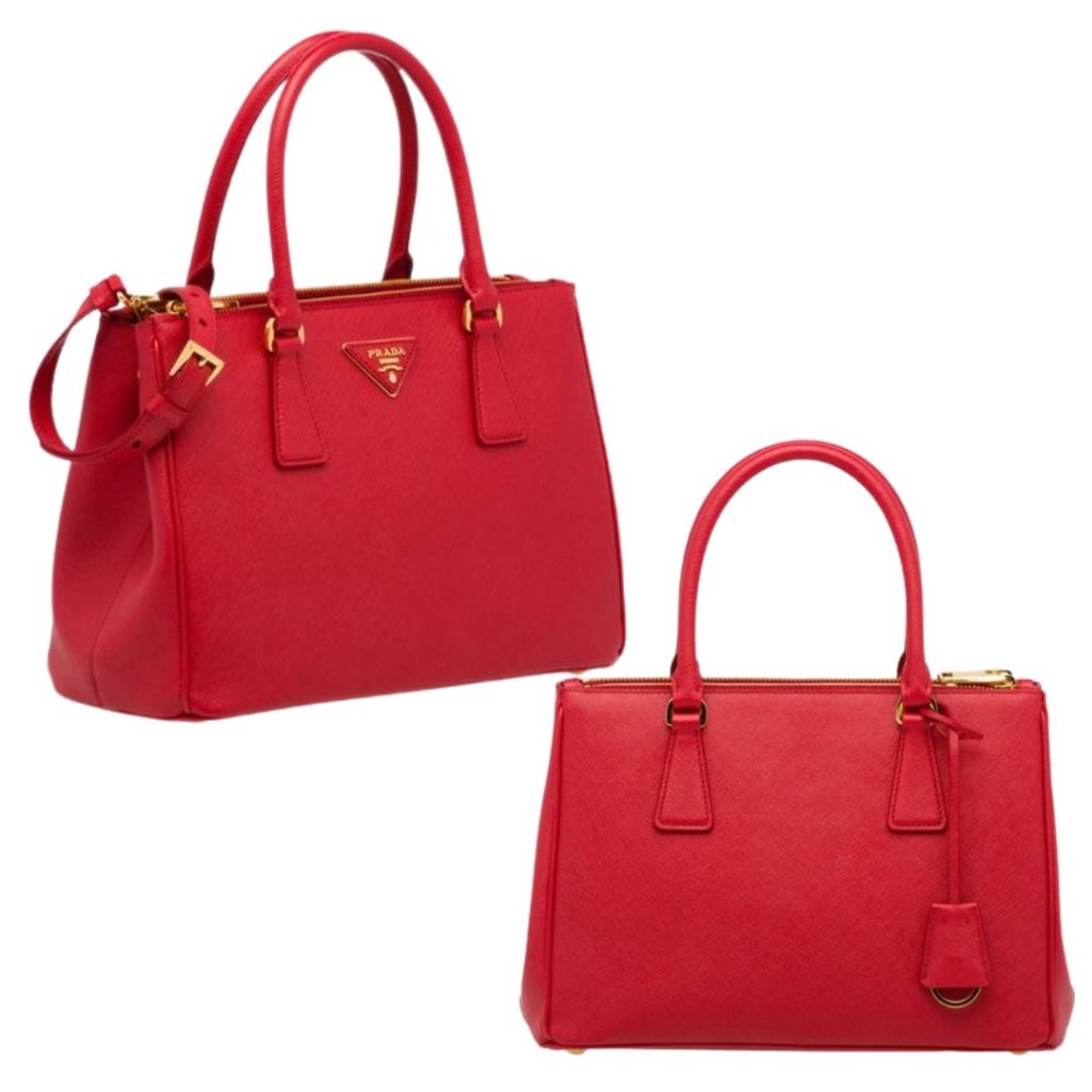 Small Saffiano Leather Prada Galleria Bag - Red